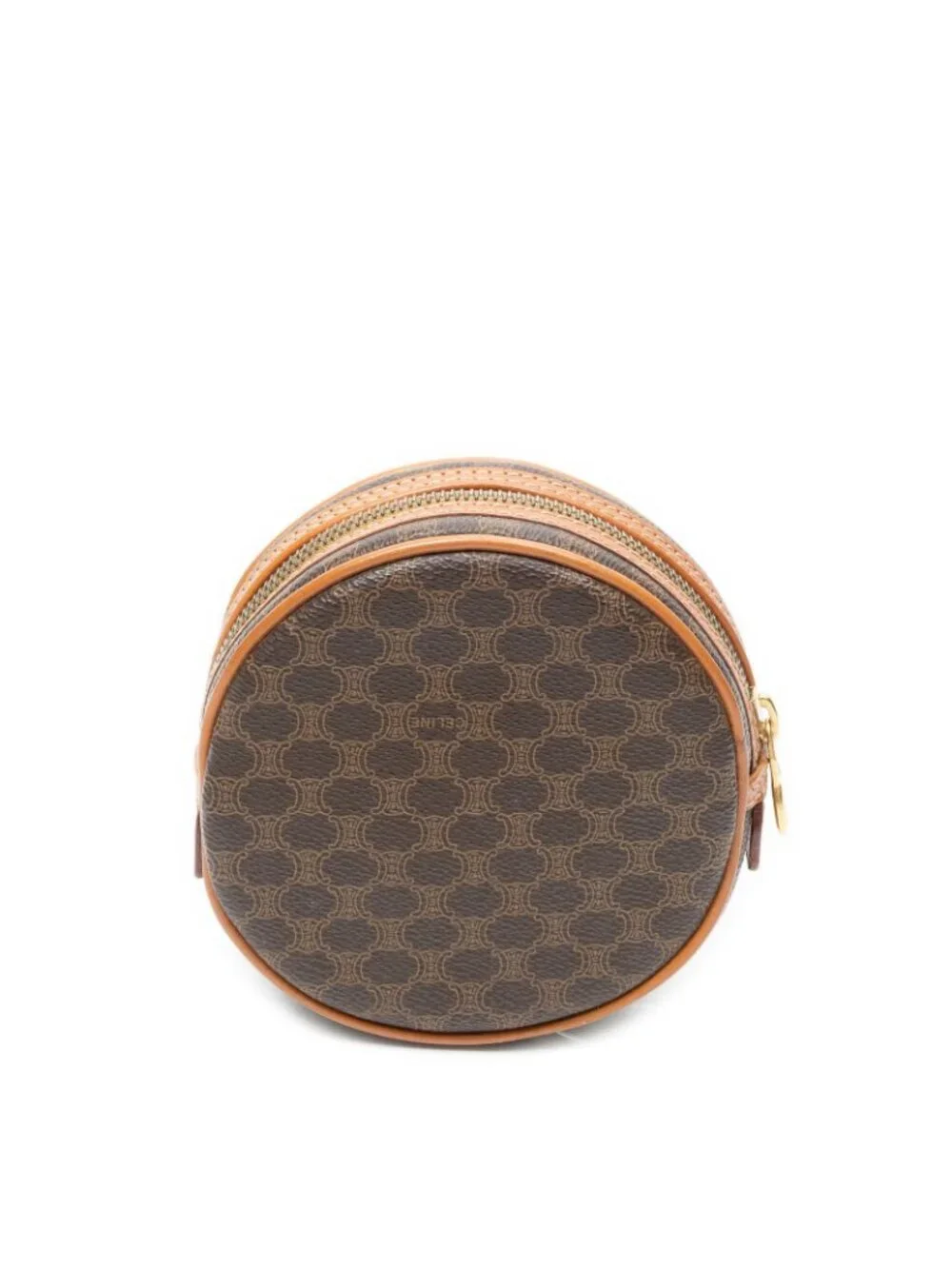 Celine Mini Round Pouch Brown Macadam Canvas